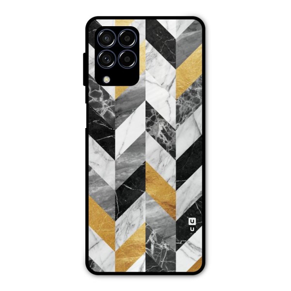 Yellow Grey Marble Metal Back Case for Galaxy M53 5G