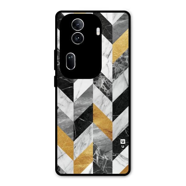 Yellow Grey Marble Metal Back Case for Oppo Reno11 Pro 5G