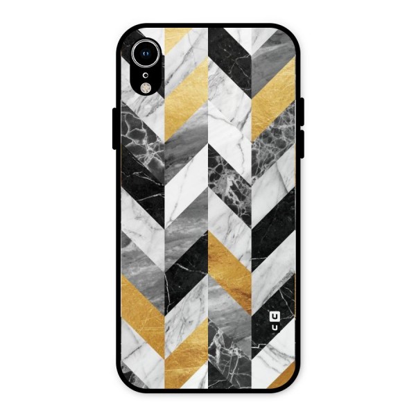 Yellow Grey Marble Metal Back Case for iPhone XR