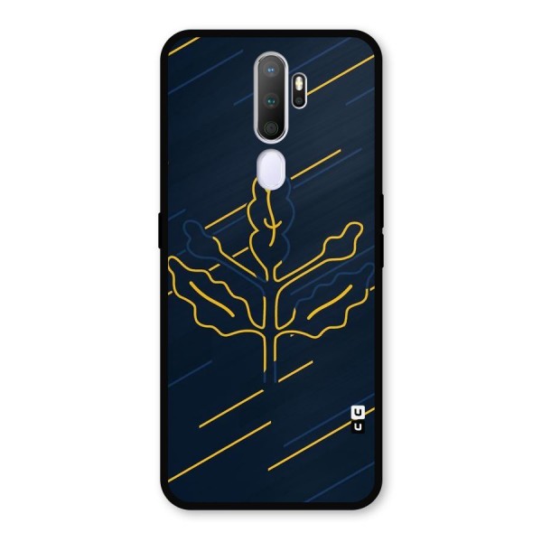 Yellow Leaf Line Metal Back Case for Oppo A9 (2020)