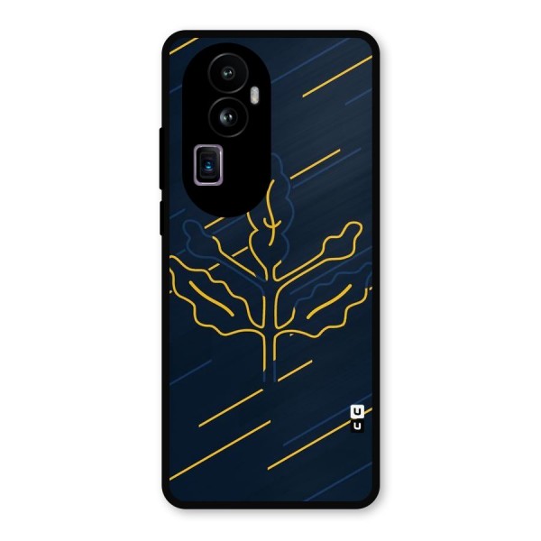 Yellow Leaf Line Metal Back Case for Oppo Reno10 Pro Plus