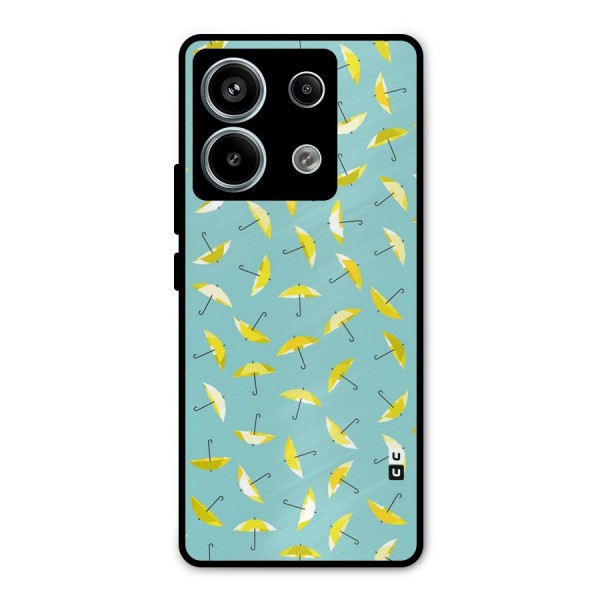Yellow Umbrella Pattern Metal Back Case for Redmi Note 13 Pro 5G