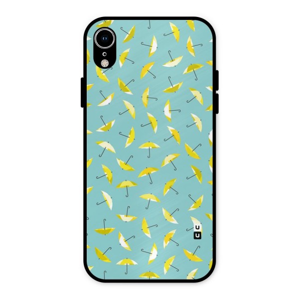 Yellow Umbrella Pattern Metal Back Case for iPhone XR