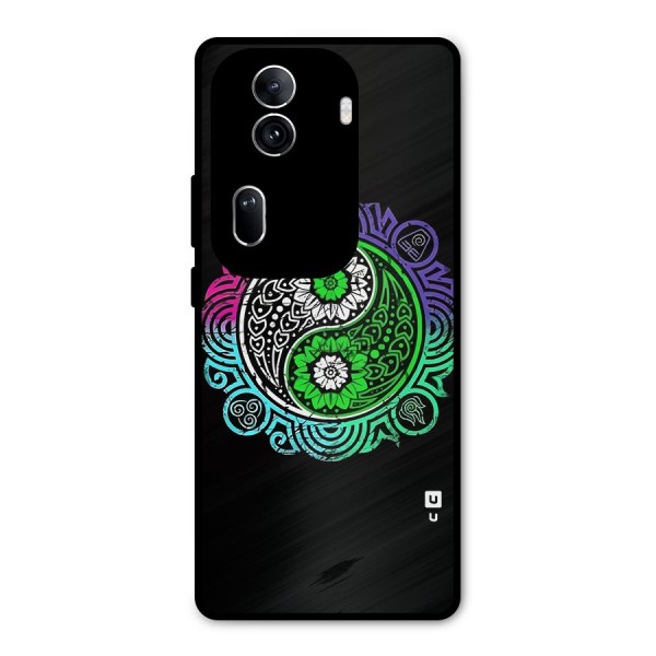Yin and Yang Colorful Mandala Metal Back Case for Oppo Reno11 Pro 5G