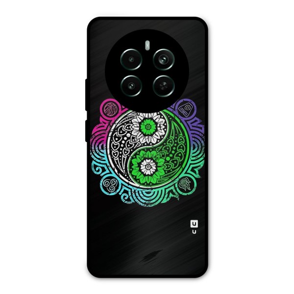 Yin and Yang Colorful Mandala Metal Back Case for Realme 12 Plus