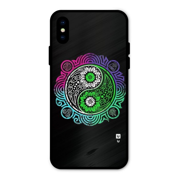 Yin and Yang Colorful Mandala Metal Back Case for iPhone X