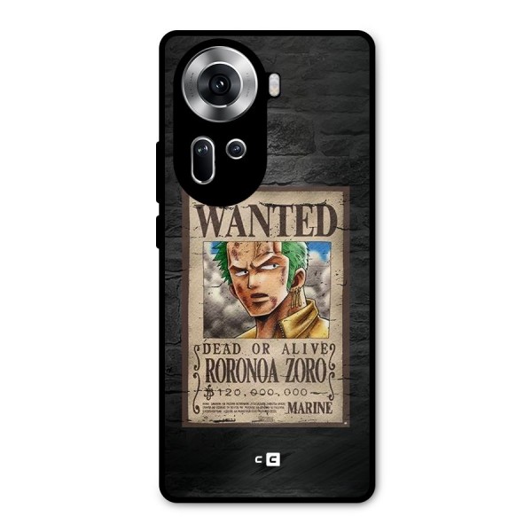 Zoro Wanted Metal Back Case for Oppo Reno11 5G