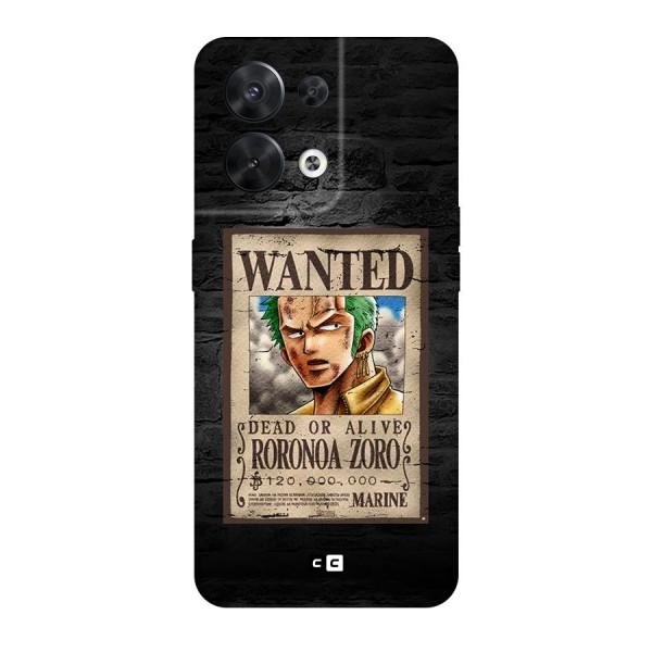 Zoro Wanted Original Polycarbonate Back Case for Oppo Reno8 5G