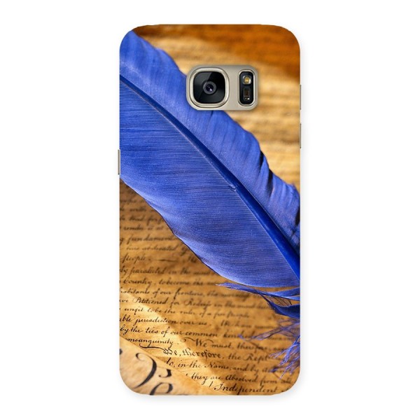 Beautiful Blue Feather Back Case for Galaxy S7