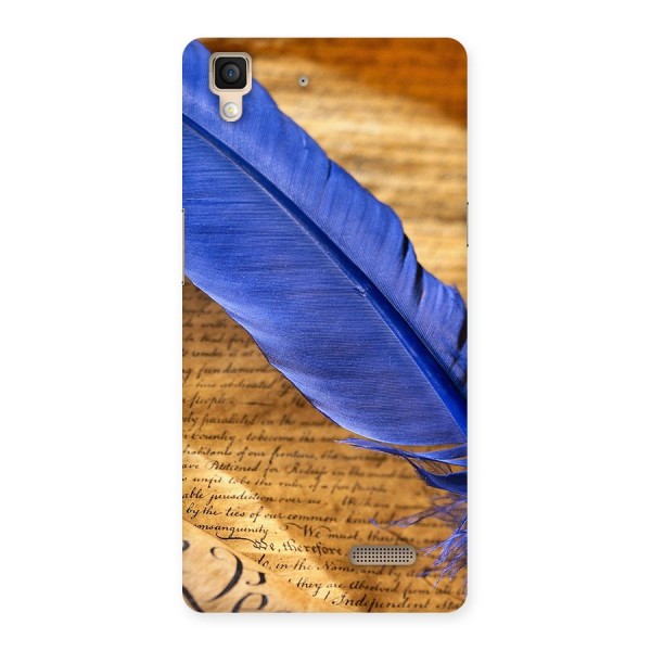 Beautiful Blue Feather Back Case for Oppo R7