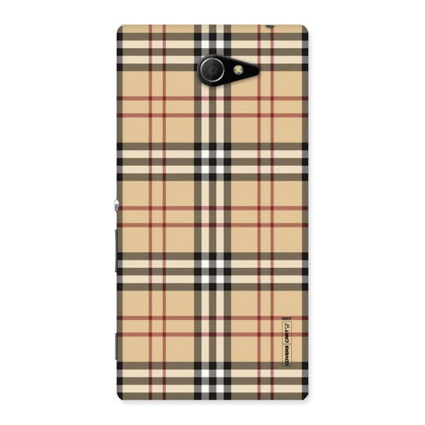 Beige Check Back Case for Sony Xperia M2