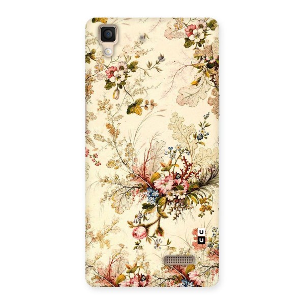 Beige Floral Back Case for Oppo R7