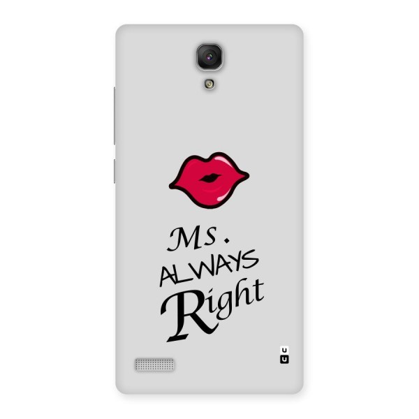 Ms. Always Right. Back Case for Redmi Note