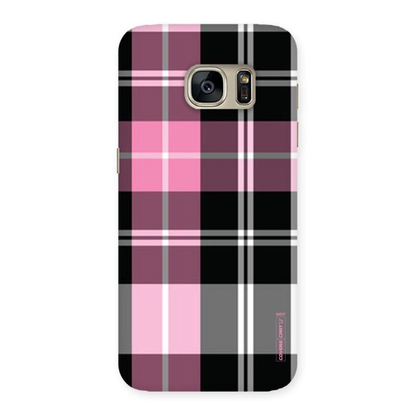 Pink Black Check Back Case for Galaxy S7