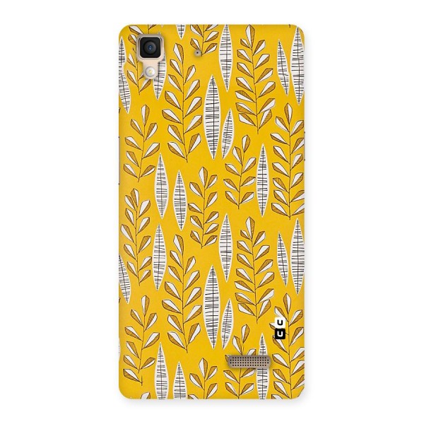 Yellow Leaf Pattern Back Case for Oppo R7