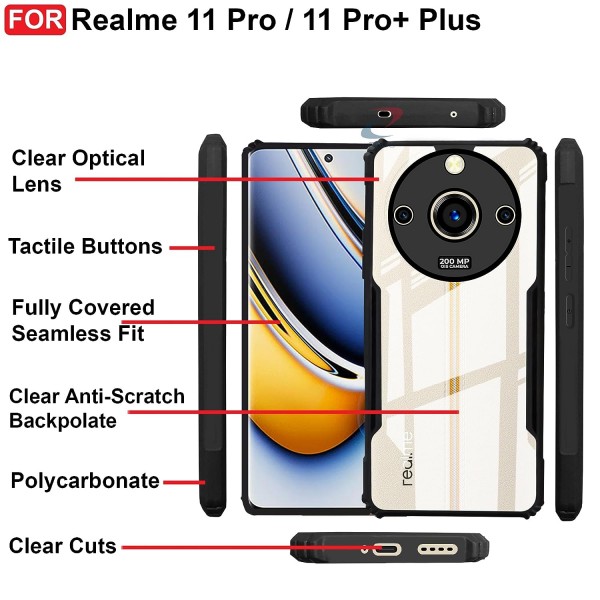 ShockProof Transparent Ultra Hybrid Clear Classic Back Case for Realme 11 Pro Plus