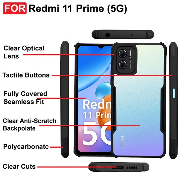 ShockProof Transparent Ultra Hybrid Clear Classic Back Case for Redmi 11 Prime 5G