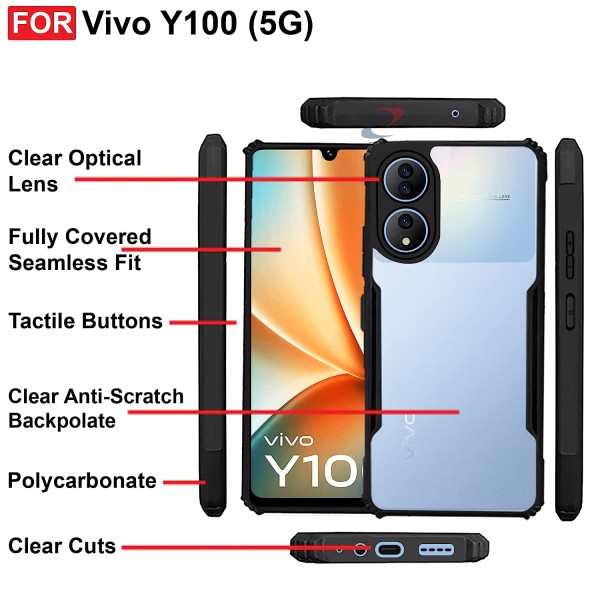 ShockProof Transparent Ultra Hybrid Clear Classic Back Case for Vivo Y100