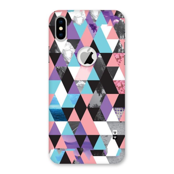 Abstract Splash Triangles Back Case for iPhone XS Logo Cut