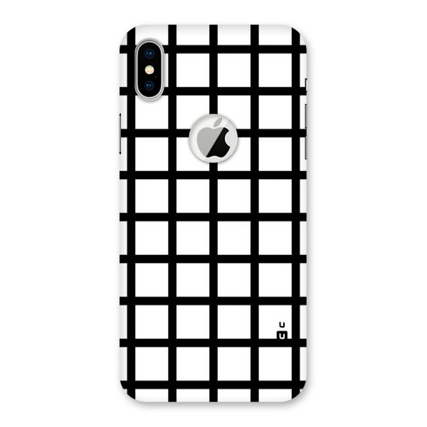 Aesthetic Grid Lines Back Case for iPhone XS Logo Cut