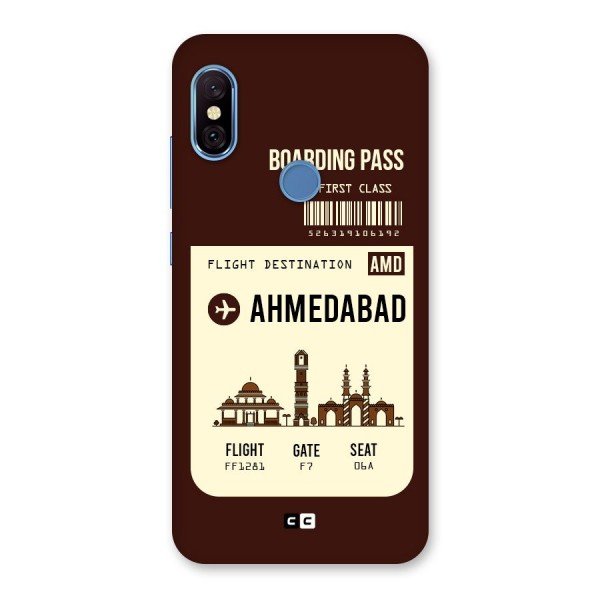 Ahmedabad Boarding Pass Back Case for Redmi Note 6 Pro