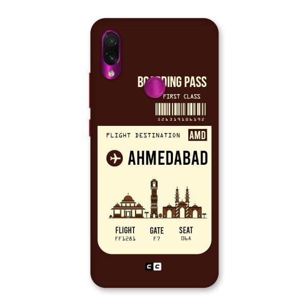 Ahmedabad Boarding Pass Back Case for Redmi Note 7 Pro