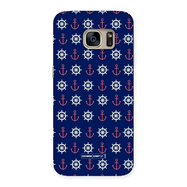 Anchor Pattern Blue Back Case for Galaxy S7