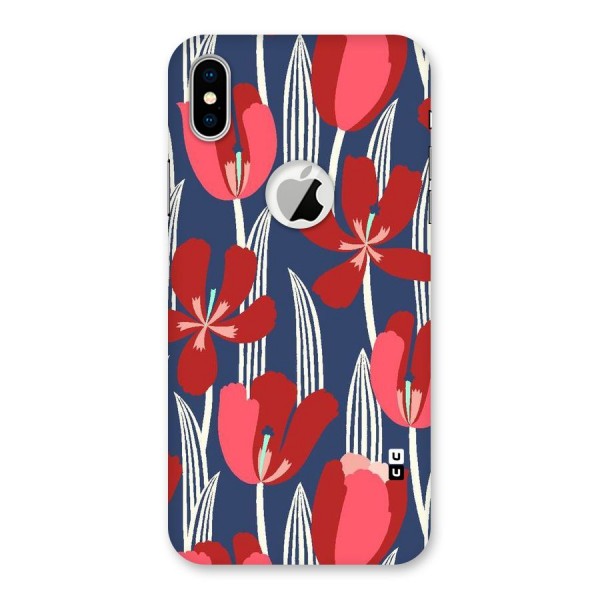 Artistic Tulips Back Case for iPhone XS Logo Cut