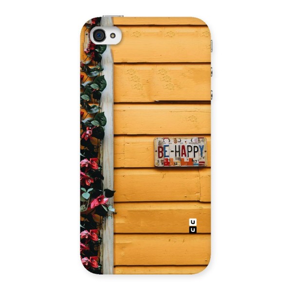 Be Happy Yellow Wall Back Case for iPhone 4 4s