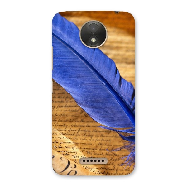 Beautiful Blue Feather Back Case for Moto C Plus