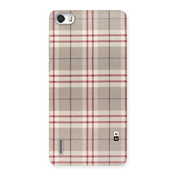 Beige Red Check Back Case for Honor 6