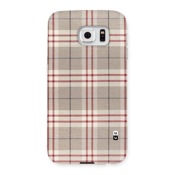 Beige Red Check Back Case for Samsung Galaxy S6