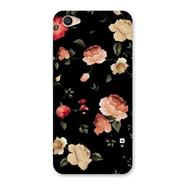 Black Artistic Floral Back Case for Vivo V5 Plus