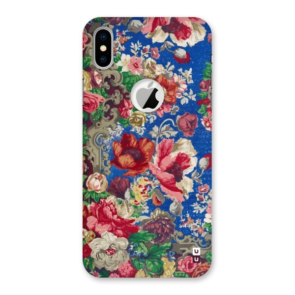 Block Printed Flowers Back Case for iPhone X Logo Cut