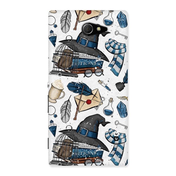 Blue Feather Hat Design Back Case for Sony Xperia M2