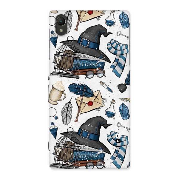 Blue Feather Hat Design Back Case for Sony Xperia Z1