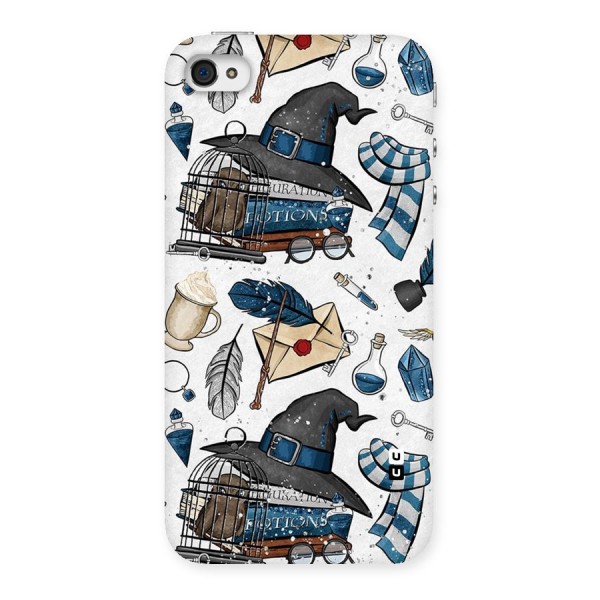 Blue Feather Hat Design Back Case for iPhone 4 4s