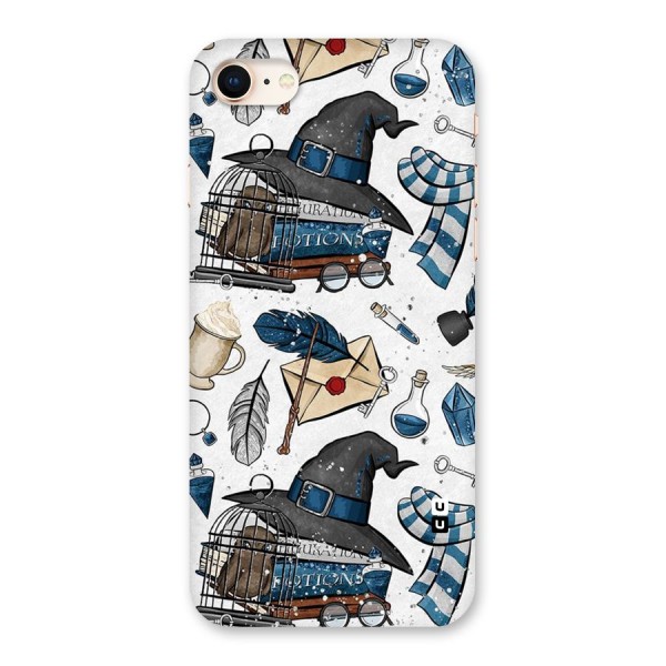 Blue Feather Hat Design Back Case for iPhone 8