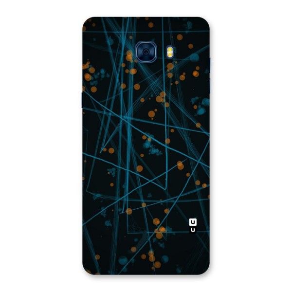 Blue Lines Gold Dots Back Case for Galaxy C7 Pro