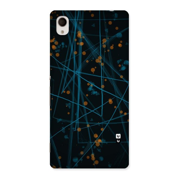 Blue Lines Gold Dots Back Case for Xperia M4 Aqua