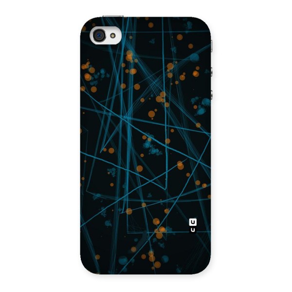 Blue Lines Gold Dots Back Case for iPhone 4 4s