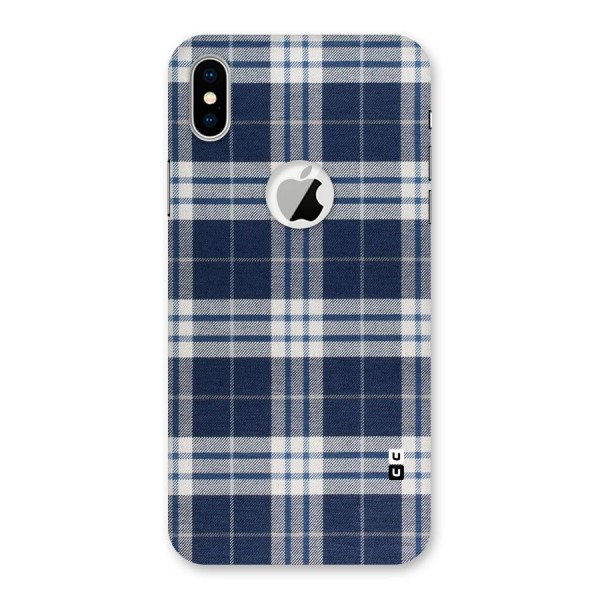 Blue White Check Back Case for iPhone XS Logo Cut