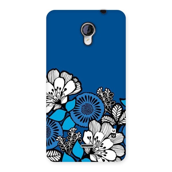 Blue White Flowers Back Case for Micromax Unite 2 A106