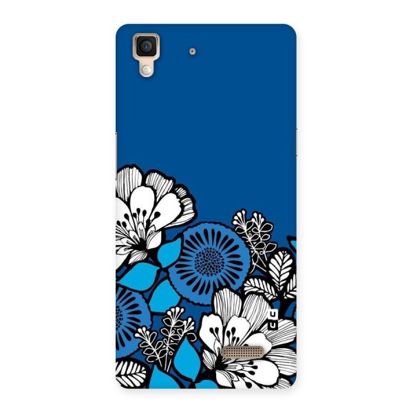 Blue White Flowers Back Case for Oppo R7