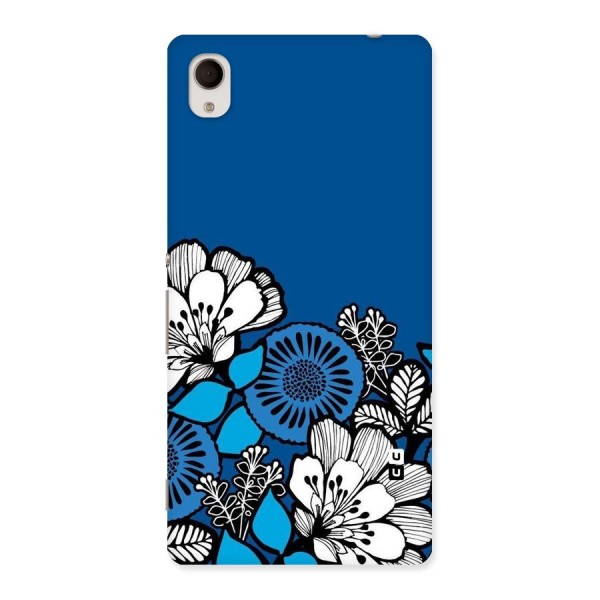 Blue White Flowers Back Case for Xperia M4 Aqua