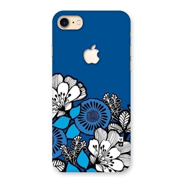 Blue White Flowers Back Case for iPhone 7 Apple Cut