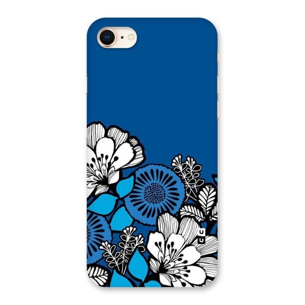 Blue White Flowers Back Case for iPhone 8