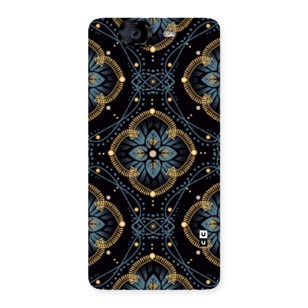 Blue With Black Flower Back Case for Canvas Knight A350