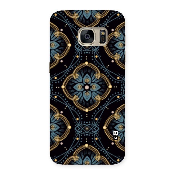 Blue With Black Flower Back Case for Galaxy S7