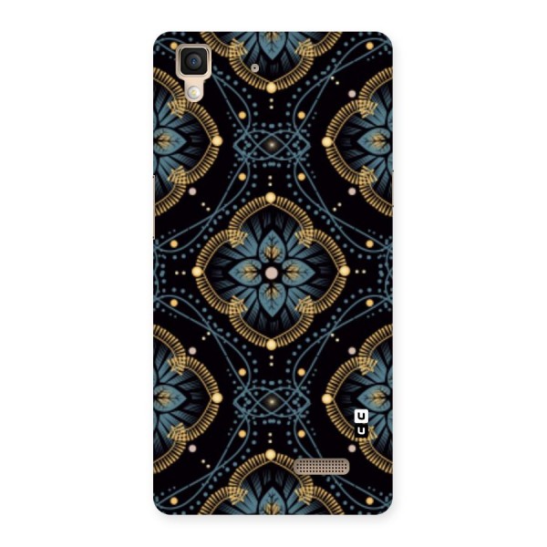 Blue With Black Flower Back Case for Oppo R7